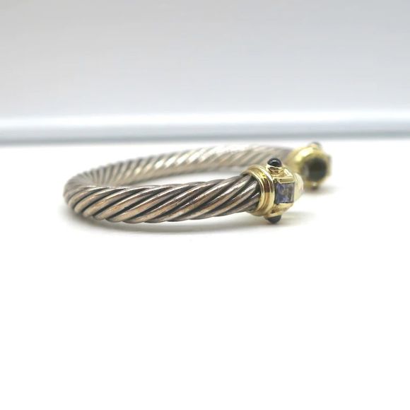David Yurman Renaissance Cabochon Cuff Bracelet Sterling Silver & 14k Gold - Picture 4 of 5